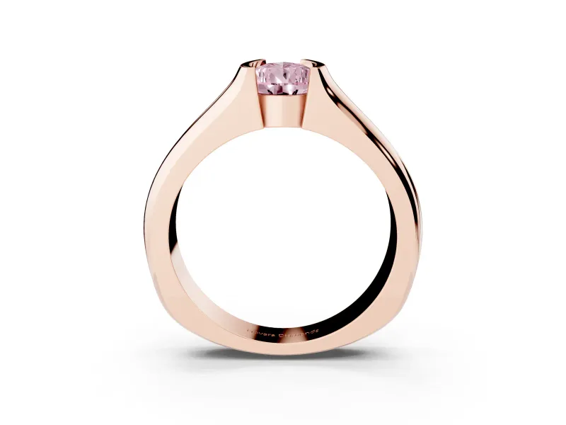 Pear-Shaped Half Bezel Solitaire Engagement Ring Setting for a Fancy Pink Lab-Grown Diamond | Wide Band | Rose Gold