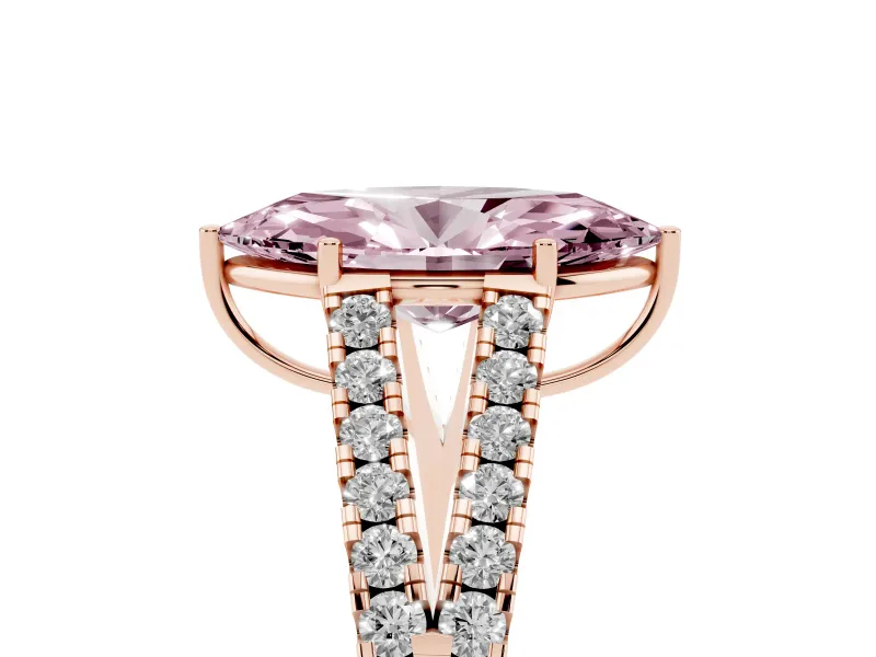 Marquise Graduated Split Shank Engagement Ring Setting for a Fancy Pink Lab-Grown Diamond | Rose Gold