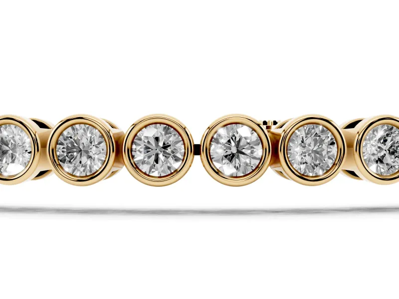Round Lab-Grown Diamond Bezel Tennis Bracelet | Uniform Stones | Yellow Gold