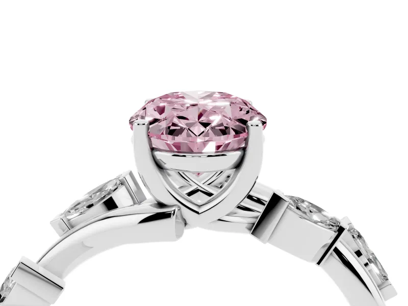 Oval Twisted Vine Engagement Ring Setting for a Fancy Pink Lab-Grown Diamond | Platinum