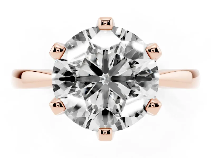 Round Tapered Solitaire Engagement Ring Setting | Claw Prong Head | Rose Gold