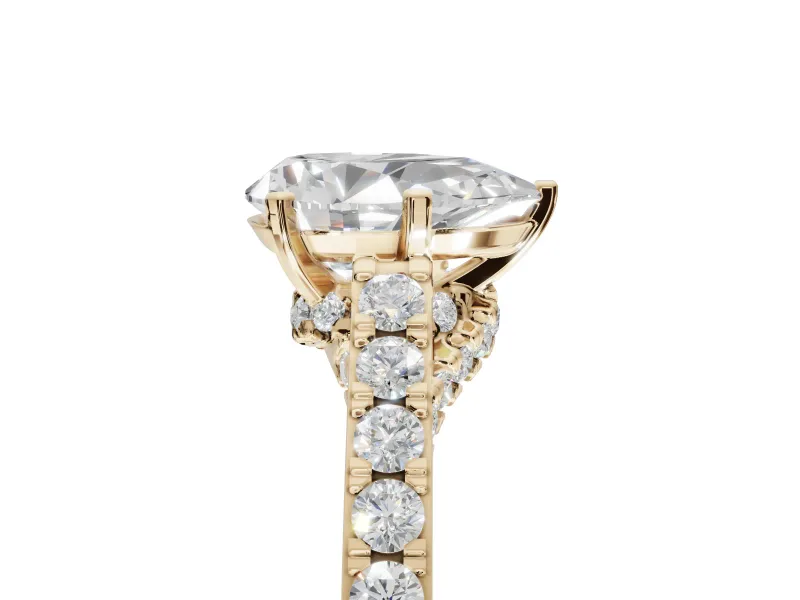 Pear-Shaped Pavé Solitaire Engagement Ring Setting | Crossover Gallery | Yellow Gold