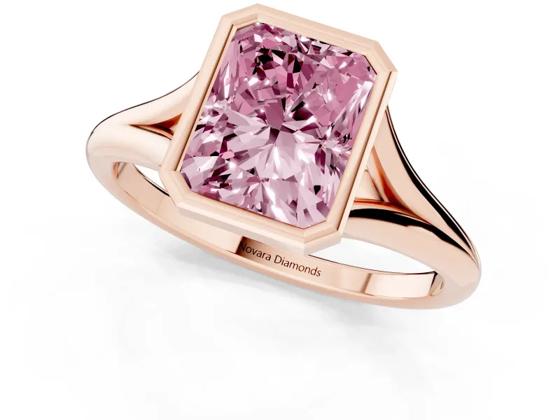 Radiant Cut Bezel Engagement Ring Setting for a Fancy Pink Lab-Grown Diamond | Rose Gold