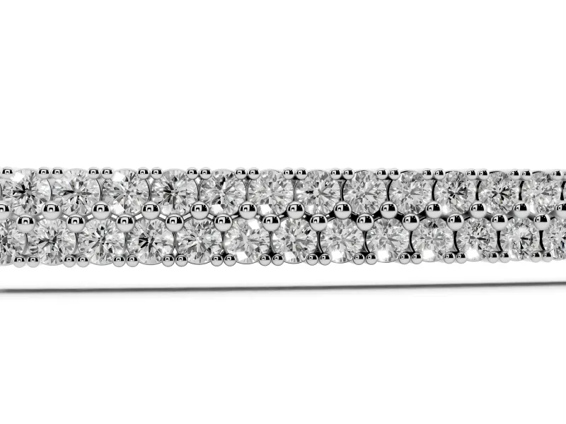 Round Lab-Grown Diamond Pavé Bar Slider Bracelet | Double Row | Sterling Silver