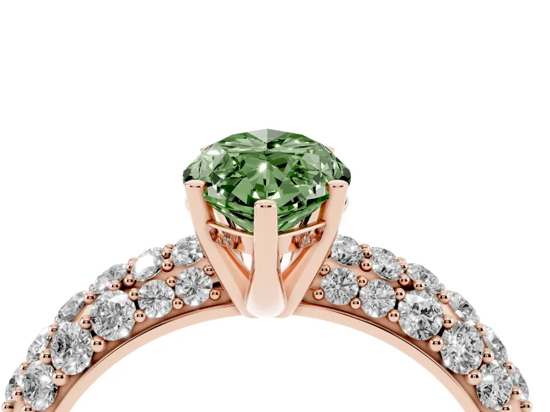Marquise Multi Row Pave Engagement Ring Setting for a Fancy Green Lab-Grown Diamond | Rose Gold