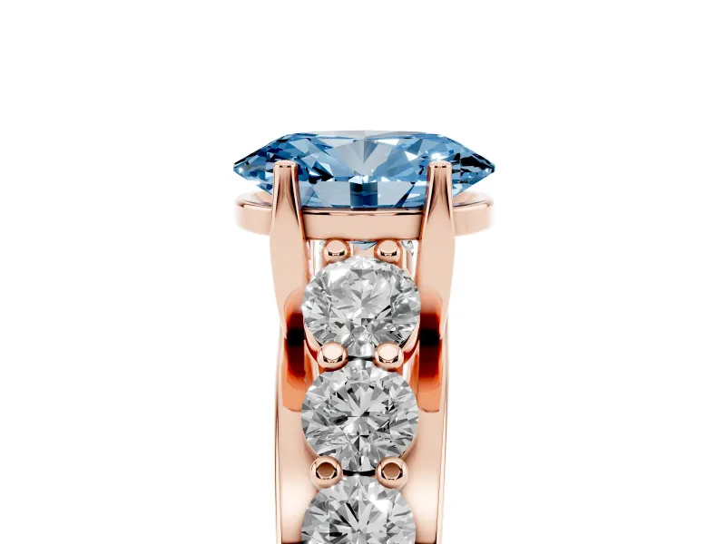 Oval Graduated Engagement Ring Setting for a Fancy Blue Lab-Grown Diamond | Rose Gold