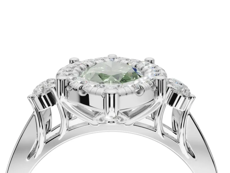 Marquise Halo Engagement Ring Setting for a Fancy Green Lab-Grown Diamond | Graduated Channel Band | Sterling Silver