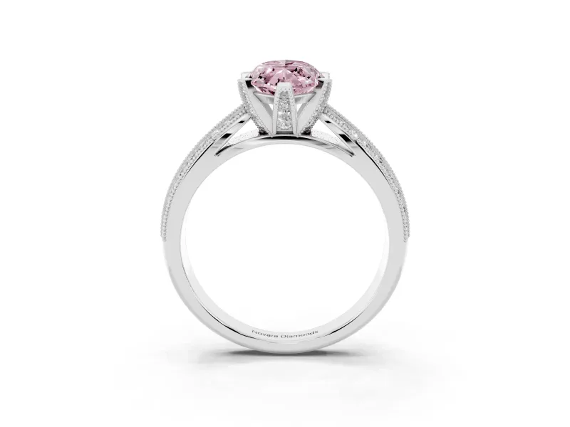 Marquise Milgrain Solitaire Engagement Ring Setting for a Fancy Pink Lab-Grown Diamond | Platinum