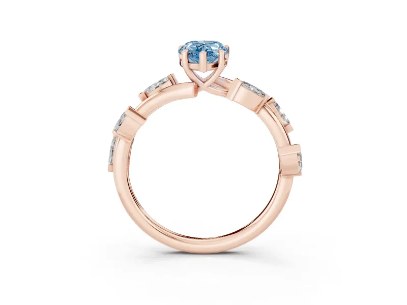 Pear-Shaped Twisted Vine Engagement Ring Setting for a Fancy Blue Lab-Grown Diamond | Rose Gold