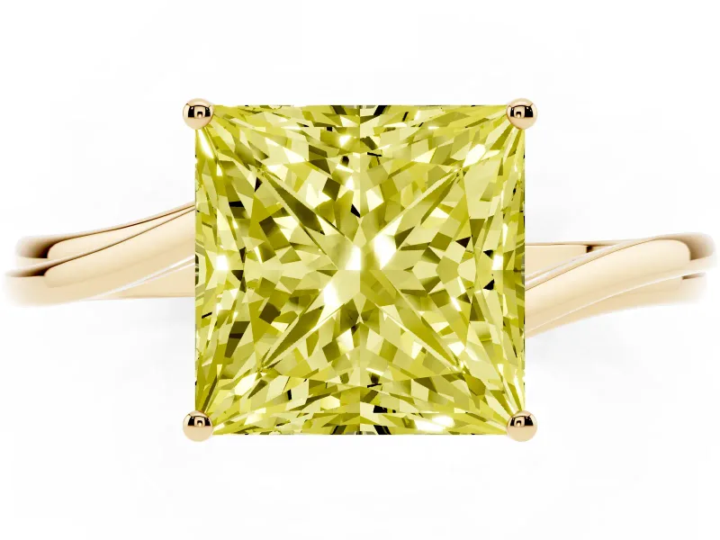 Princess Cut Bypass Solitaire Engagement Ring Setting for a Fancy Yellow Lab-Grown Diamond | Yellow Gold