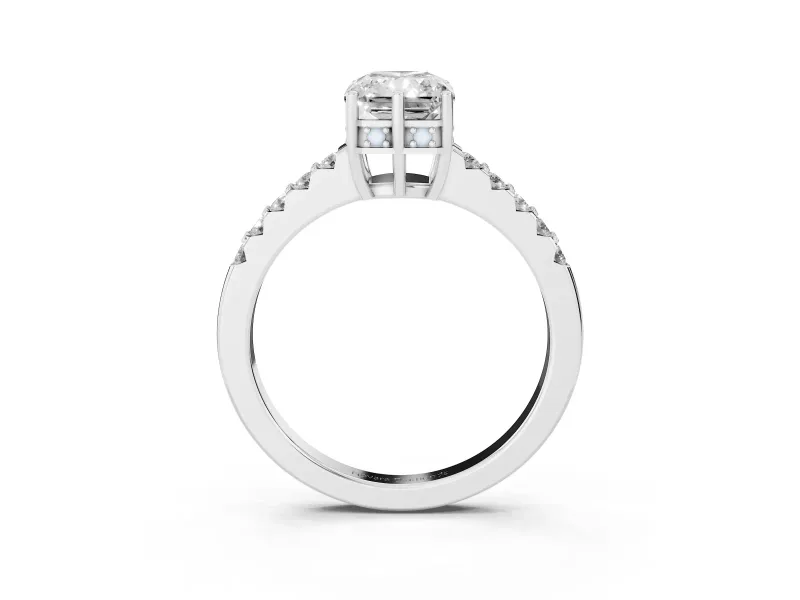 Radiant Cut Hidden Halo Solitaire Engagement Ring Setting | Shared Prong Band | Platinum