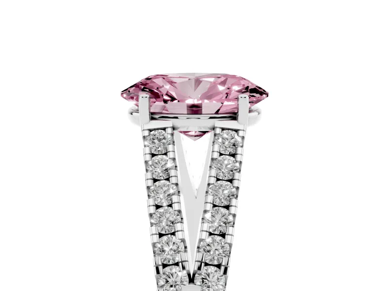 Oval Graduated Split Shank Engagement Ring Setting for a Fancy Pink Lab-Grown Diamond | Platinum