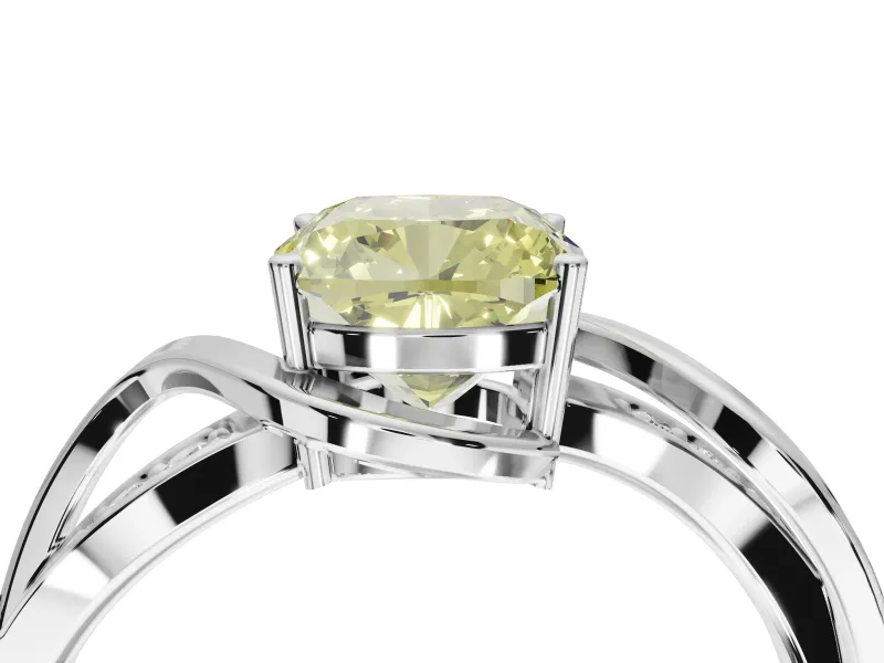 Cushion Cut Bypass Engagement Ring Setting for a Fancy Yellow Lab-Grown Diamond | Sterling Silver - Design NV-24814