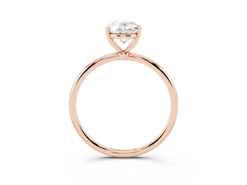 Oval Thin Solitaire Engagement Ring Setting | Straight Plain Band | Rose Gold