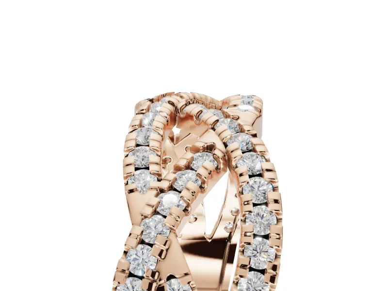 Round Lab-Grown Diamond Braided Pavé Wedding Band | Open Braid | Rose Gold