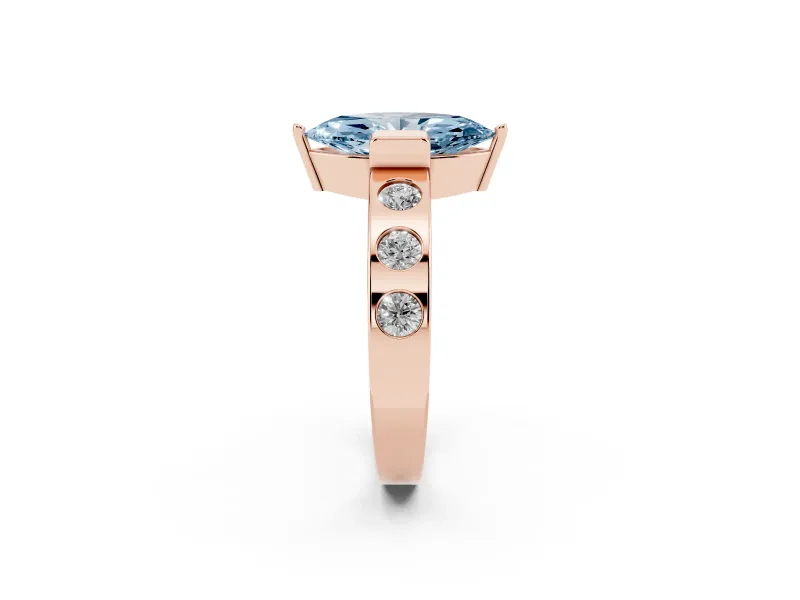 Marquise Tension Style Engagement Ring Setting for a Fancy Blue Lab-Grown Diamond | Rose Gold