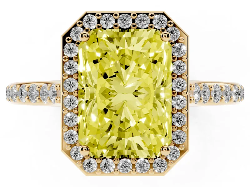 Radiant Cut Halo Engagement Ring Setting for a Fancy Yellow Lab-Grown Diamond | Yellow Gold - Design NV-24729