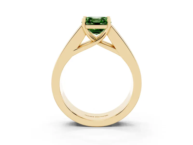 Asscher Cut Channel-Set Engagement Ring Setting for a Fancy Green Lab-Grown Diamond | Yellow Gold