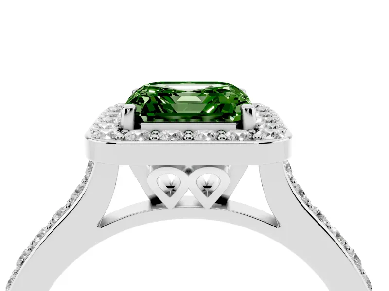 Asscher Cut Halo Engagement Ring Setting for a Fancy Green Lab-Grown Diamond | Platinum - Design NV-24729