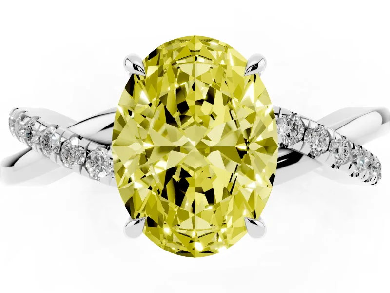 Oval Crossover Engagement Ring Setting for a Fancy Yellow Lab-Grown Diamond | Sterling Silver