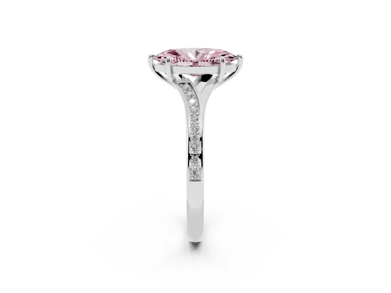 Marquise Pave Solitaire Engagement Ring Setting for a Fancy Pink Lab-Grown Diamond | Sweeping Shoulders | Platinum