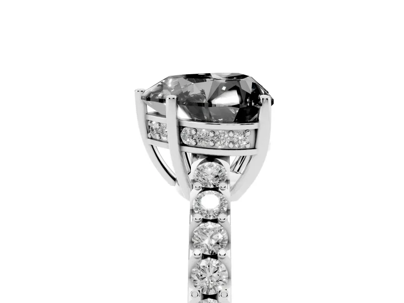 Heart-Shaped Hidden Halo Engagement Ring Setting for a Black Center | Sterling Silver