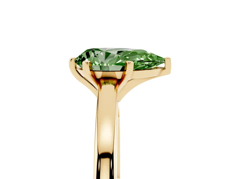 Pear-Shaped Plain Engagement Ring Setting for a Fancy Green Lab-Grown Diamond | Yellow Gold