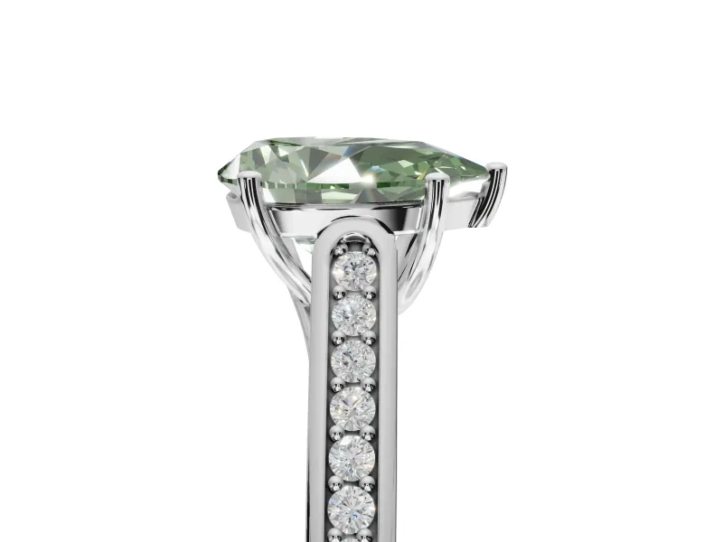 Pear-Shaped Engagement Ring Setting for a Fancy Green Lab-Grown Diamond | White Gold - Design NV-24597