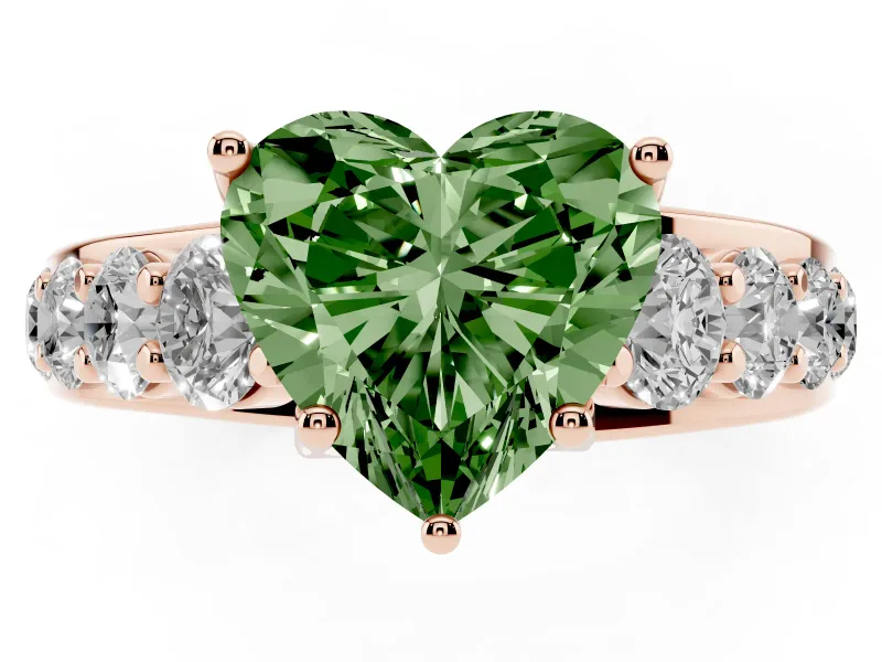 Heart-Shaped Engagement Ring Setting for a Fancy Green Lab-Grown Diamond | Rose Gold - Design NV-24645