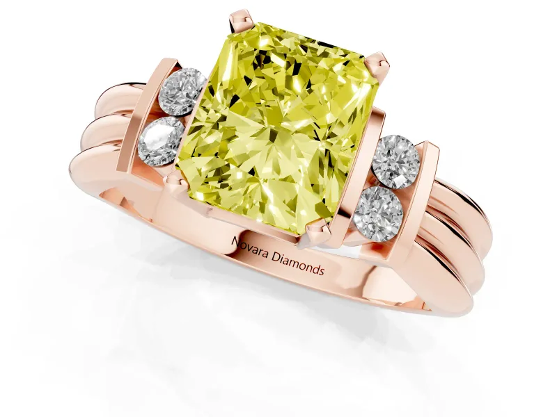Radiant Cut Bar-Set Engagement Ring Setting for a Fancy Yellow Lab-Grown Diamond | Rose Gold