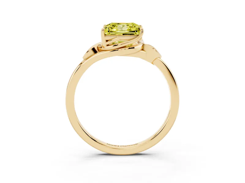 Princess Cut Leaf Bypass Solitaire Engagement Ring Setting for a Fancy Yellow Lab-Grown Diamond | Yellow Gold