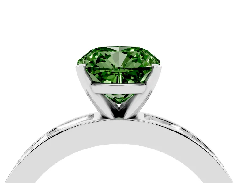 Cushion Cut Channel Set Engagement Ring Setting for a Fancy Green Lab-Grown Diamond | White Gold