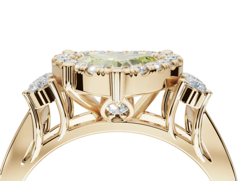 Heart-Shaped Halo Engagement Ring Setting for a Fancy Yellow Lab-Grown Diamond | Graduated Channel Band | Yellow Gold