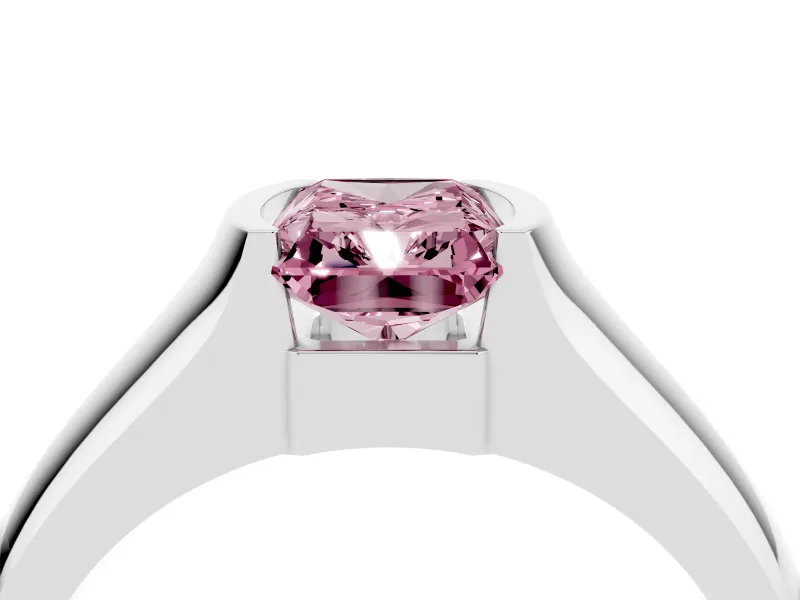 Radiant Cut Half Bezel Engagement Ring Setting for a Fancy Pink Lab-Grown Diamond | Wide Band | Sterling Silver