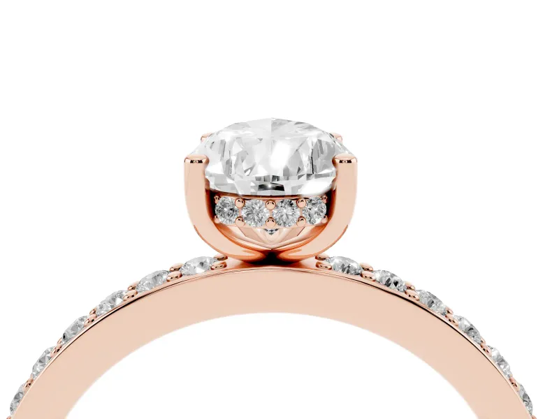 Pear-Shaped Hidden Halo Pavé Engagement Ring Setting | Micro Pavé Band | Rose Gold