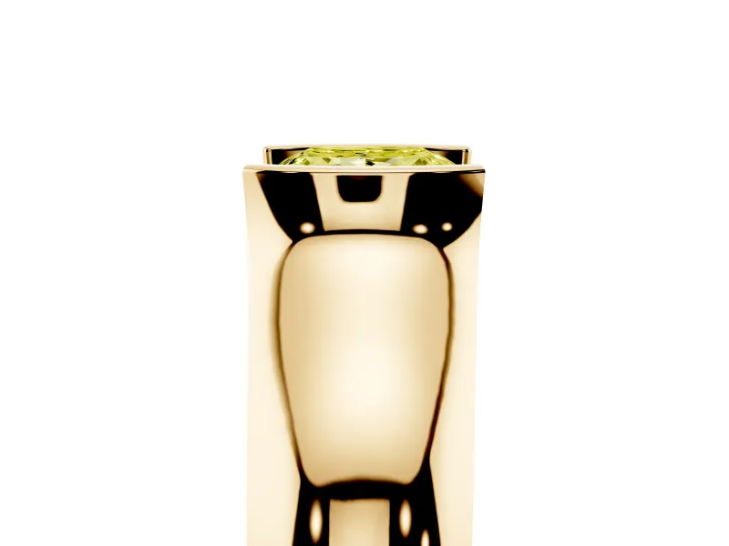 Princess Cut Half Bezel Solitaire Engagement Ring Setting for a Fancy Yellow Lab-Grown Diamond | Wide Band | Yellow Gold