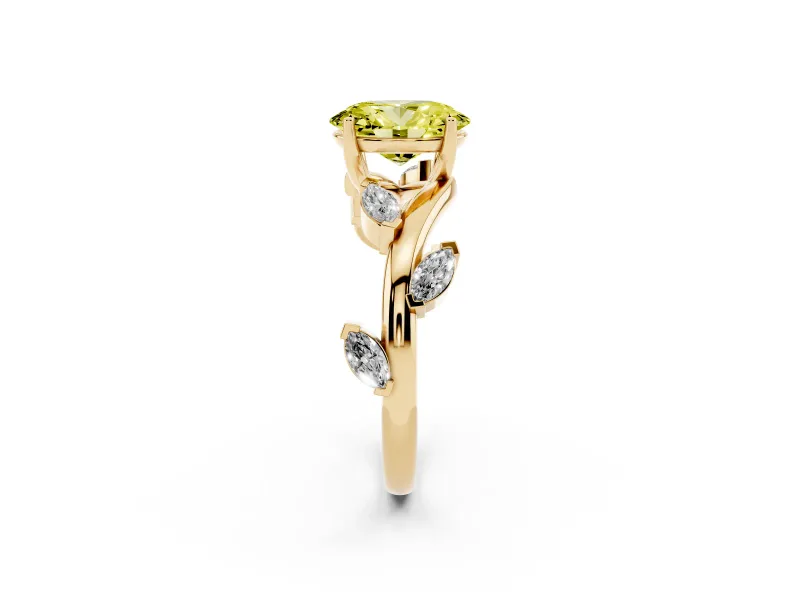 Oval Twisted Vine Engagement Ring Setting for a Fancy Yellow Lab-Grown Diamond | Yellow Gold