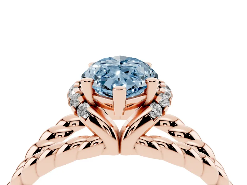Marquise Rope Split Shank Engagement Ring Setting for a Fancy Blue Lab-Grown Diamond | Rose Gold