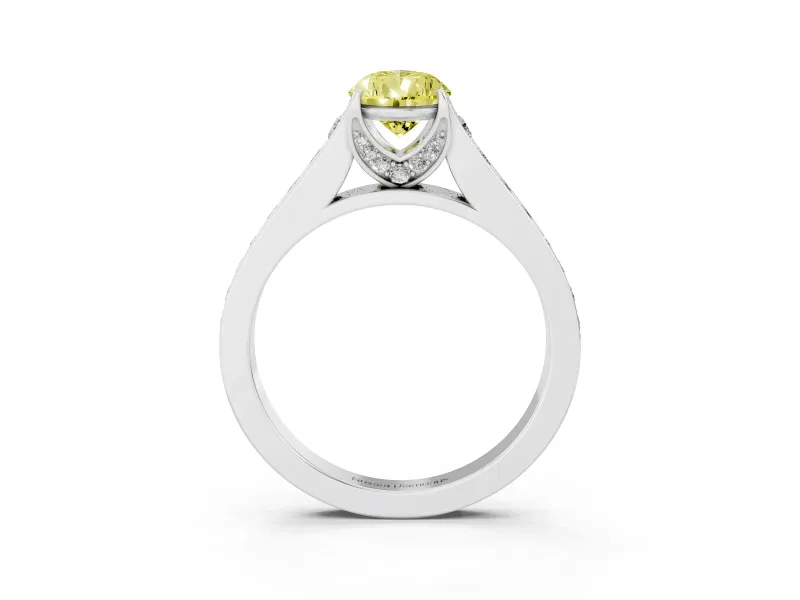 Pear-Shaped Graduated Pavé Engagement Ring Setting for a Fancy Yellow Lab-Grown Diamond | White Gold