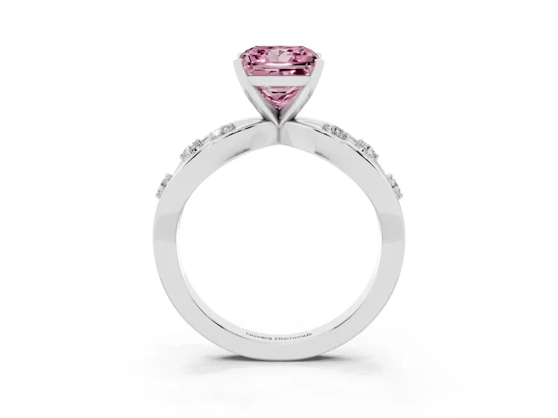Princess Cut Loop Engagement Ring Setting for a Fancy Pink Lab-Grown Diamond | Sterling Silver