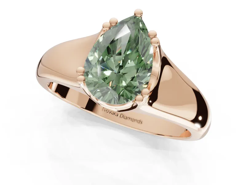 Pear-Shaped Double Claw Solitaire Engagement Ring Setting for a Fancy Green Lab-Grown Diamond | Rose Gold