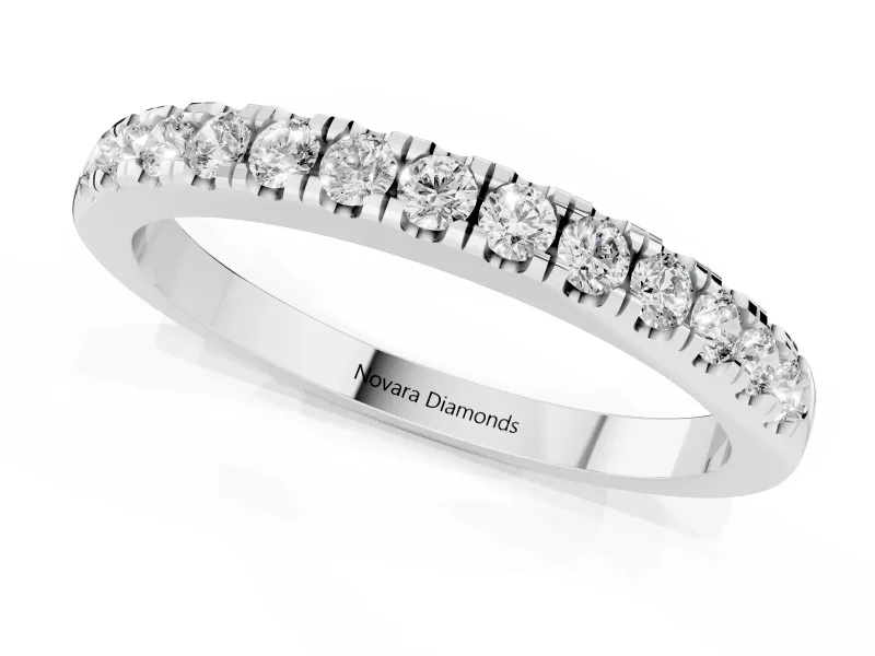 Round Diamond Pavé Eternity Band Set in Platinum with Delicate Prongs