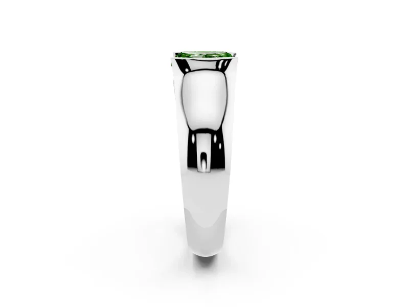 Radiant Cut Half Bezel Engagement Ring Setting for a Fancy Green Lab-Grown Diamond | Wide Band | Sterling Silver