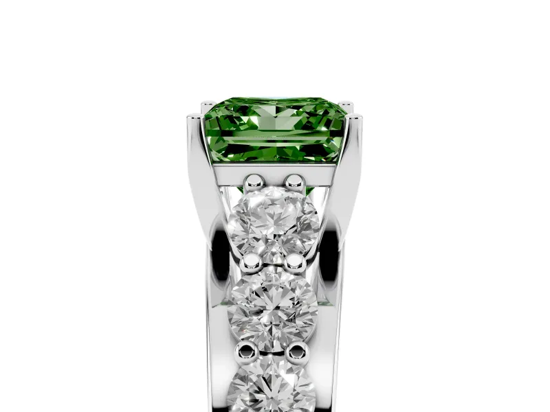 Princess Cut Graduated Engagement Ring Setting for a Fancy Green Lab-Grown Diamond | Platinum