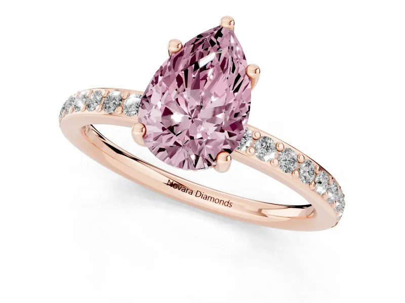 Pear-Shaped Hidden Halo Engagement Ring Setting for a Fancy Pink Lab-Grown Diamond | Rose Gold