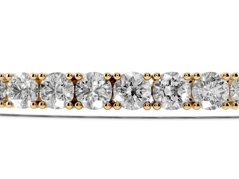 Round Lab-Grown Diamond Tennis Bracelet | Corner Prong Settings | Yellow Gold