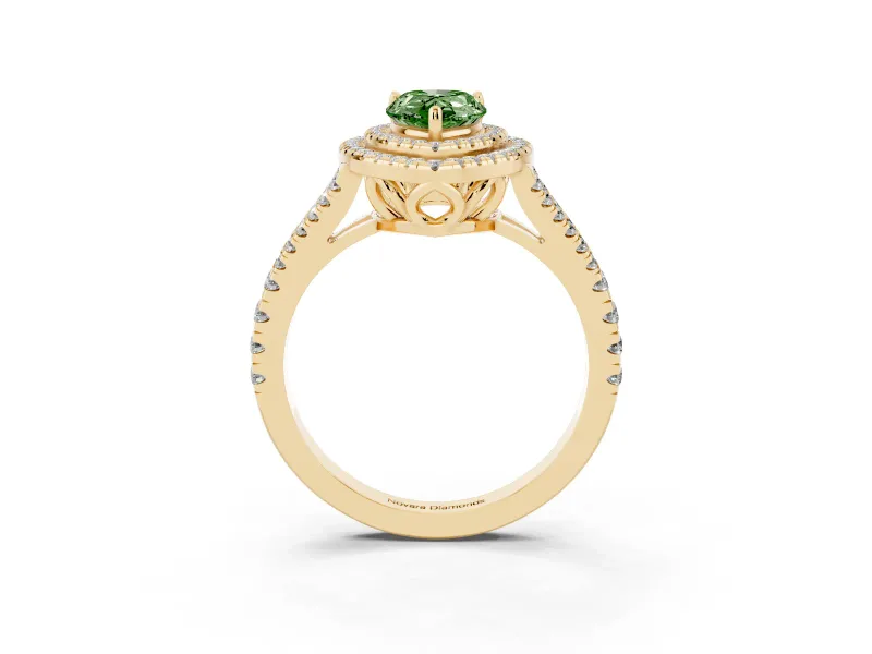 Pear-Shaped Halo Engagement Ring Setting for a Fancy Green Lab-Grown Diamond | Yellow Gold - Design NV-24799