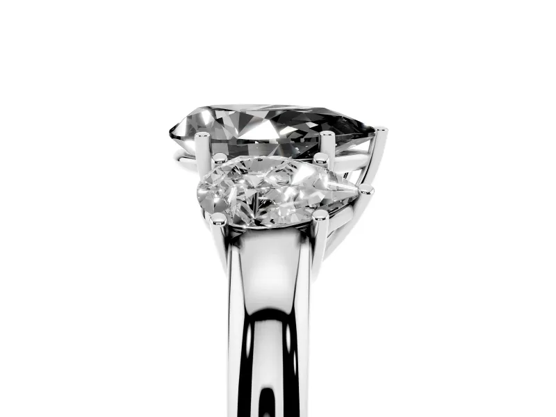 Pear-Shaped Three Stone Engagement Ring Setting for a Black Center | Matching Side Stones | Platinum