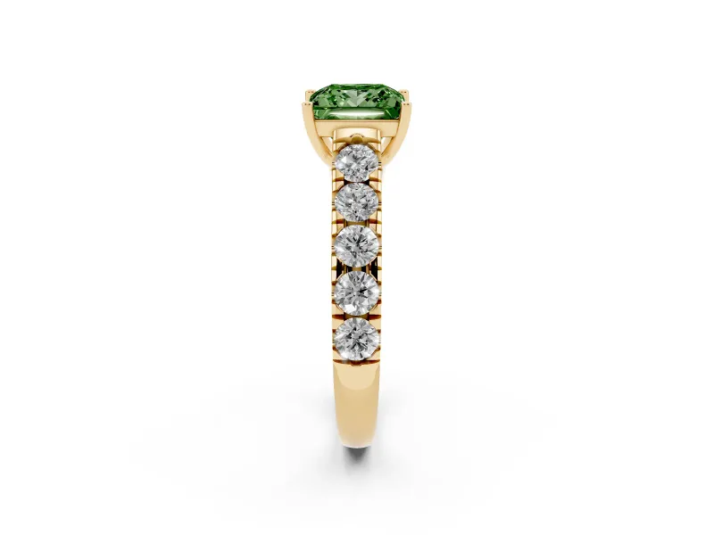 Princess Cut Engagement Ring Setting for a Fancy Green Lab-Grown Diamond | Yellow Gold - Design NV-24643