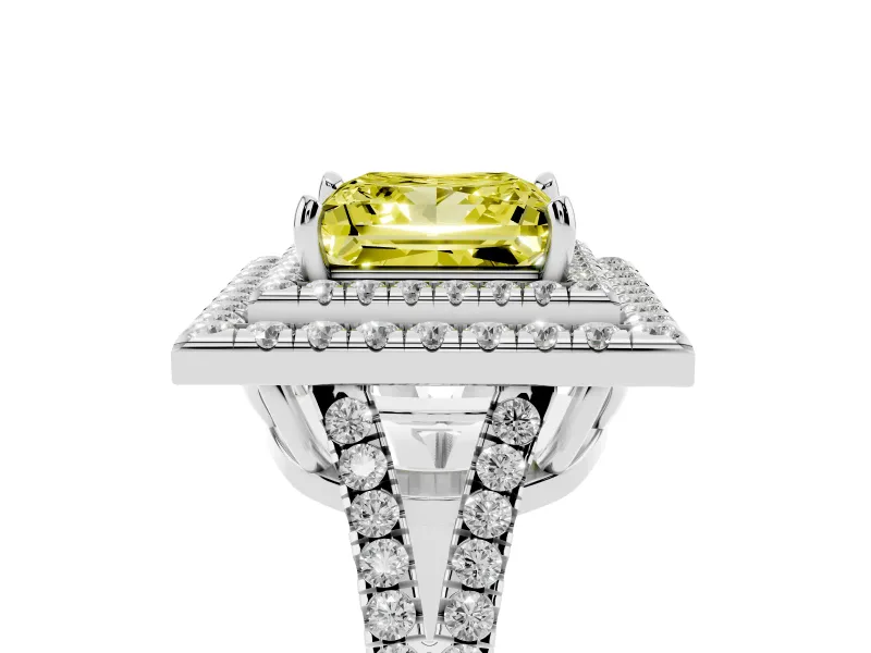 Princess Cut Halo Engagement Ring Setting for a Fancy Yellow Lab-Grown Diamond | White Gold - Design NV-24799